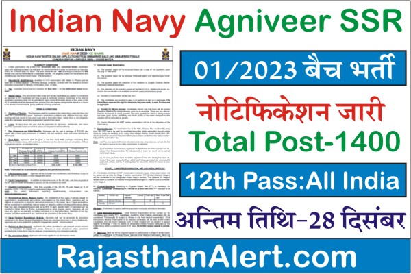 Indian Navy Agniveer SSR Recruitment 2022, Indian Navy Agniveer SSR 01/2023 Bharti 2022, How To Apply Indian Navy Agniveer SSR 01/2023 Recruitment 2022, Official Notification, Apply Online Form, Important Links, Date, Selection Process, Application Fees, Education Qualification