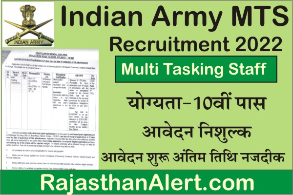 Indian Army MTS Recruitment 2022, Indian Army MTS Bharti 2022, How To Apply Indian Army MTS Recruitment 2022, Notification Official, Apply Online Form, Important Links, Date, Application Fees, Education Qualification,