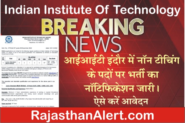 IIT Indore Non Teaching Recruitment 2023, IIT Indore Non Teaching Bharti 2022, How To Apply IIT Indore Non Teaching Recruitment 2023, Official Notification, Apply Online Form, Important Links, Date, Selection Process, Application Fees, Education Qualification